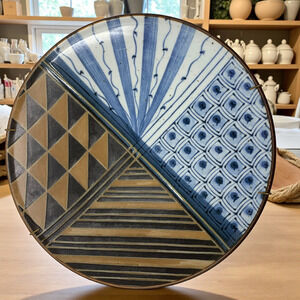 Vintage 1980's Japanese Modernist Studio Pottery Decorative Plate Wall Decor 9"